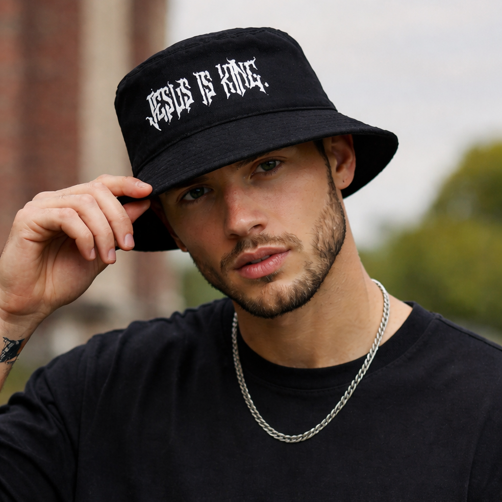 JESUS IS KING - Bucket Hat Black