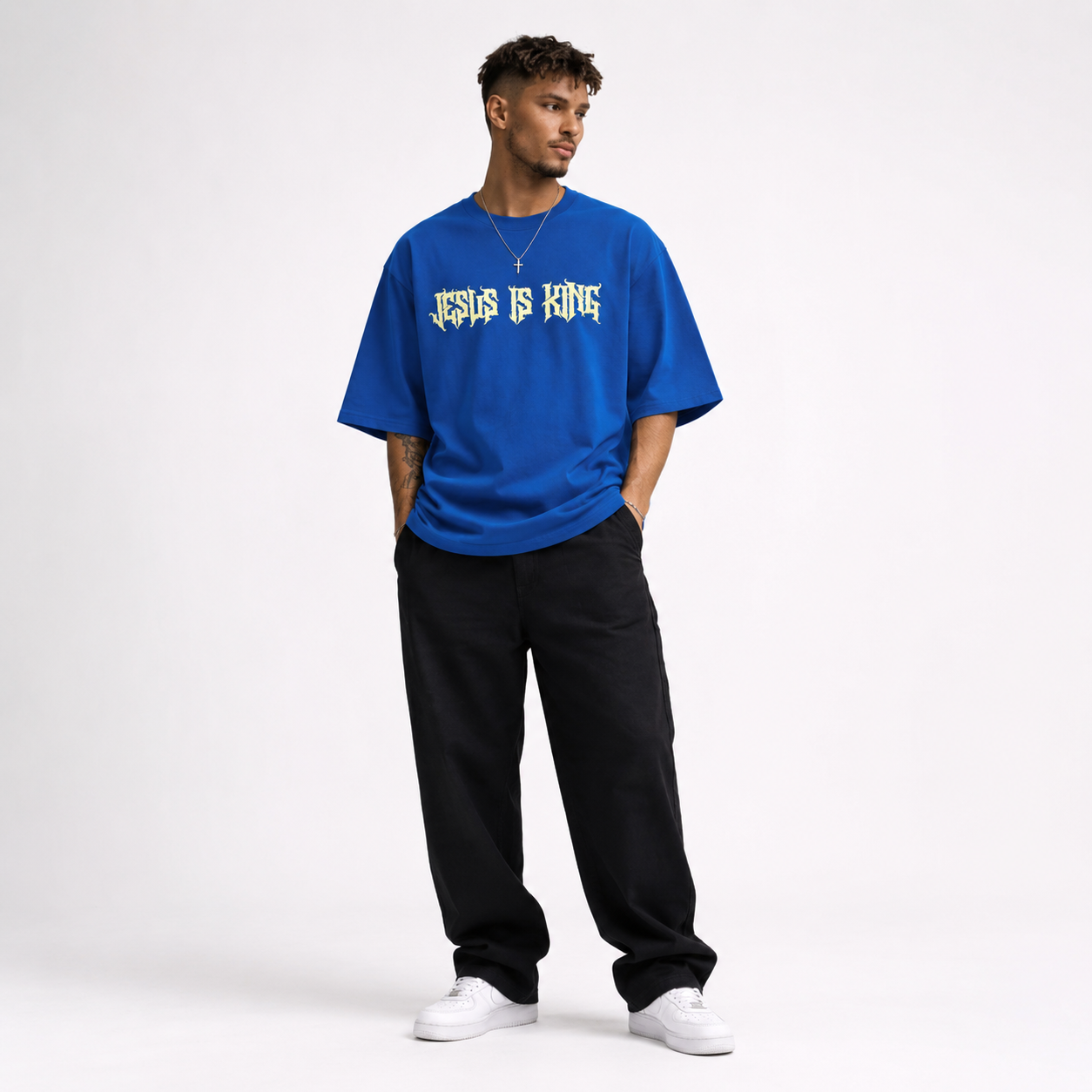 Jesus Is King Tee - Royal Blue