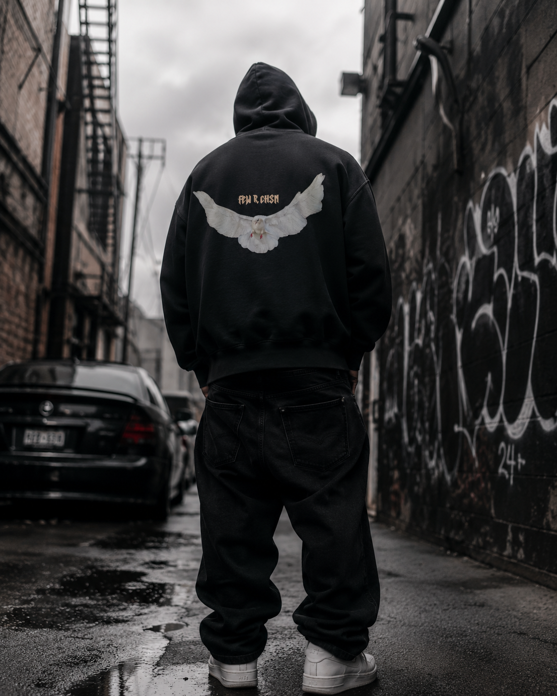 WINGS OF GRACE HOODIE - Faded Black