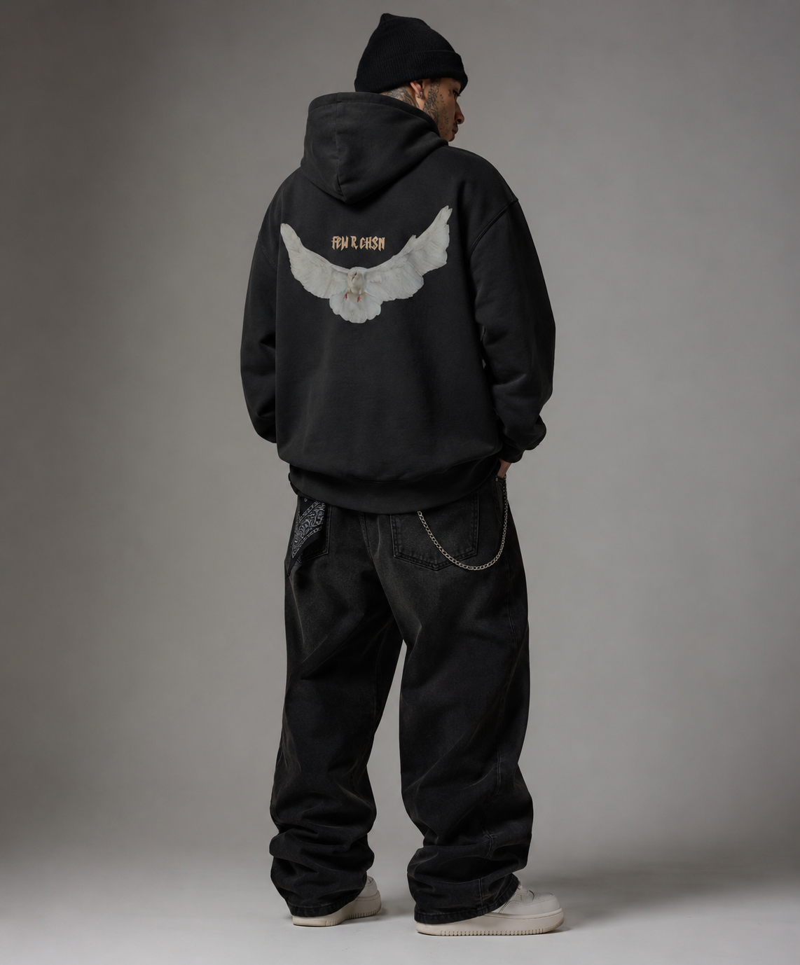 WINGS OF GRACE HOODIE - Faded Black