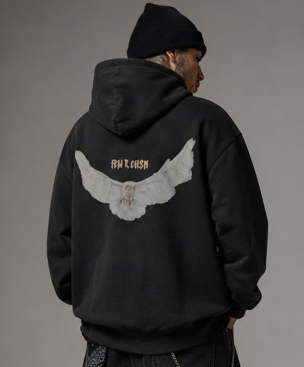 WINGS OF GRACE HOODIE - Faded Black