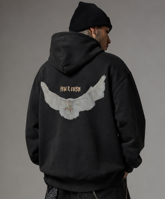 WINGS OF GRACE HOODIE - Faded Black