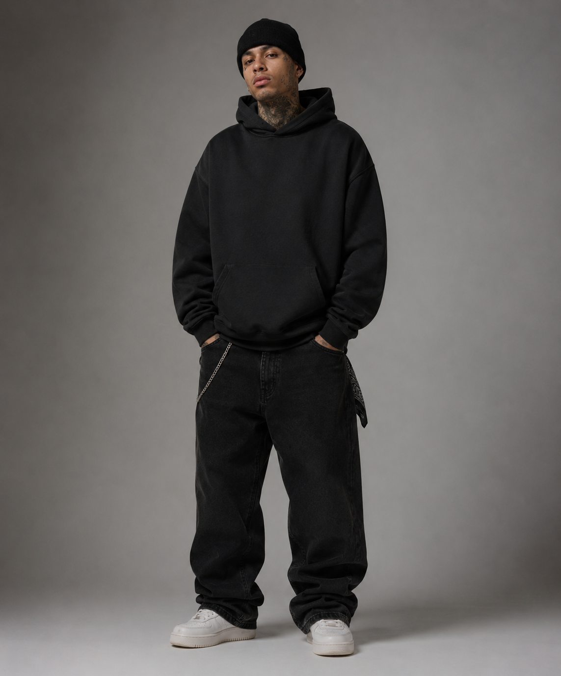 WINGS OF GRACE HOODIE - Faded Black