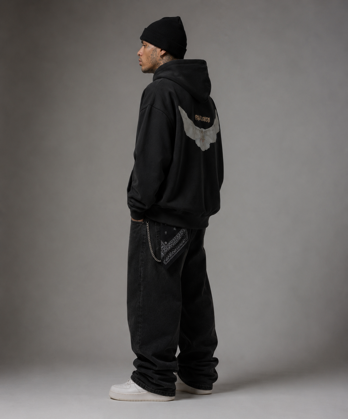WINGS OF GRACE HOODIE - Faded Black