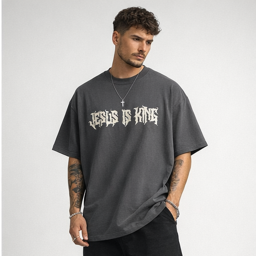 Jesus Is King Tee - Charcoal